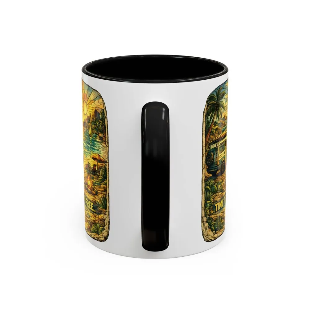 Accent Coffee Mug (11, 15oz) — "Time To Roam Free" Design Cubic-Line