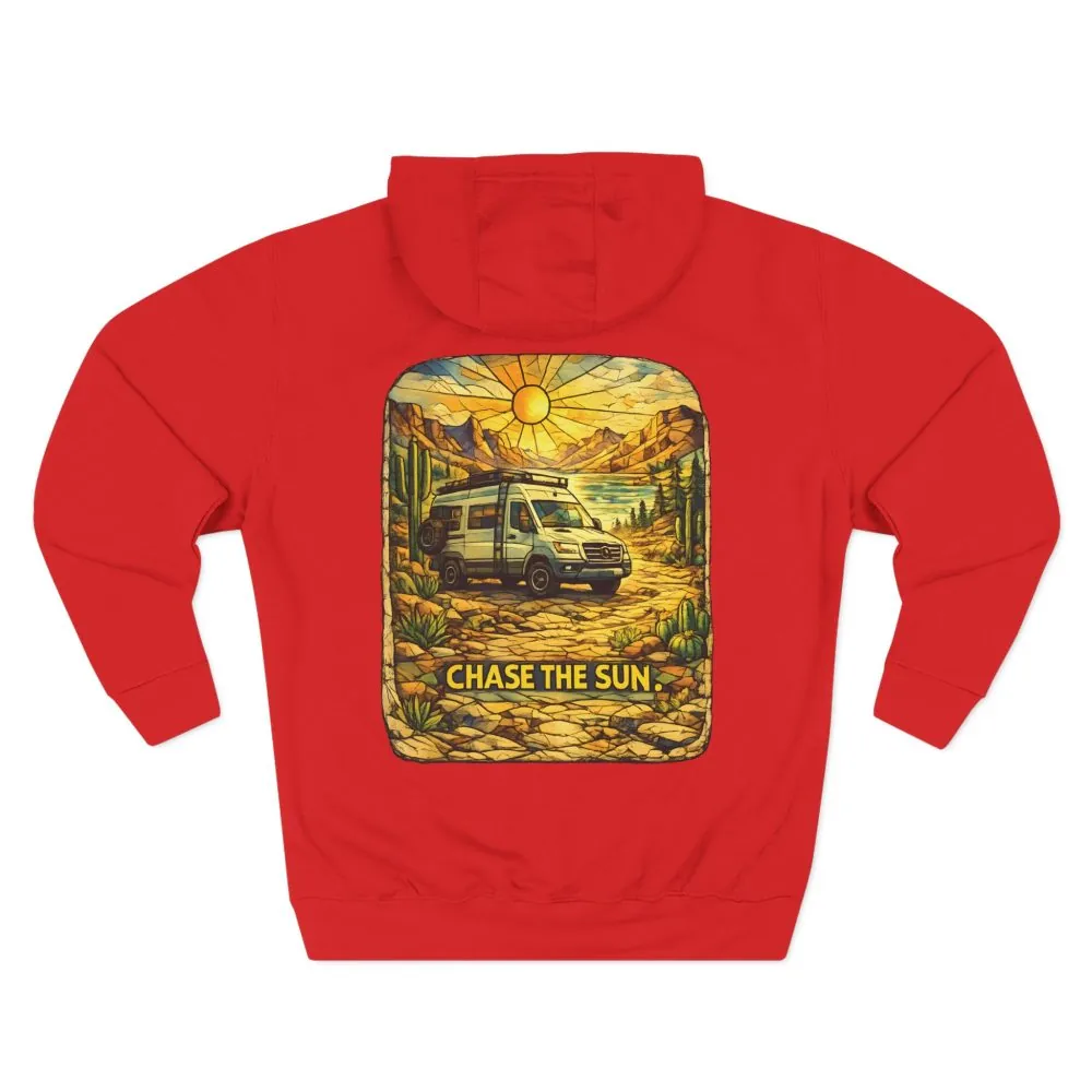 12145478536370538_2048.jpeg Three-Panel Fleece Hoodie - "Chase The Sun" Design Cubic-Line