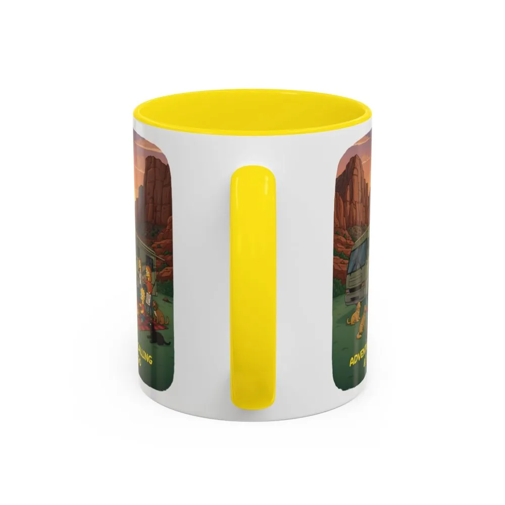 Accent Coffee Mug (11, 15oz) — "Adventure Is Calling-I Must Go" Design Sitcom-Line
