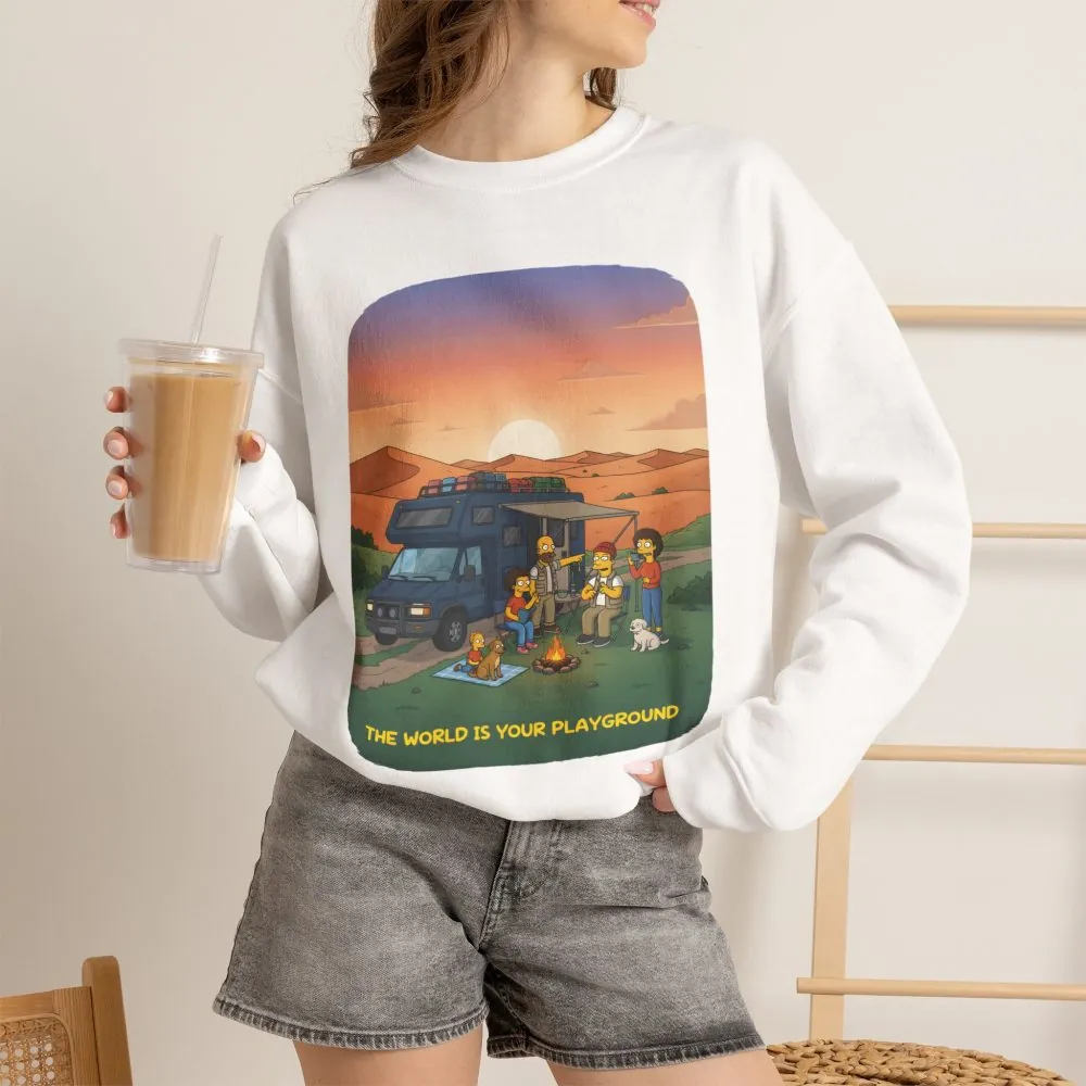 Unisex Heavy Blend™ Crewneck Sweatshirt — "The World Is Your playground" Design Sitcom-Line