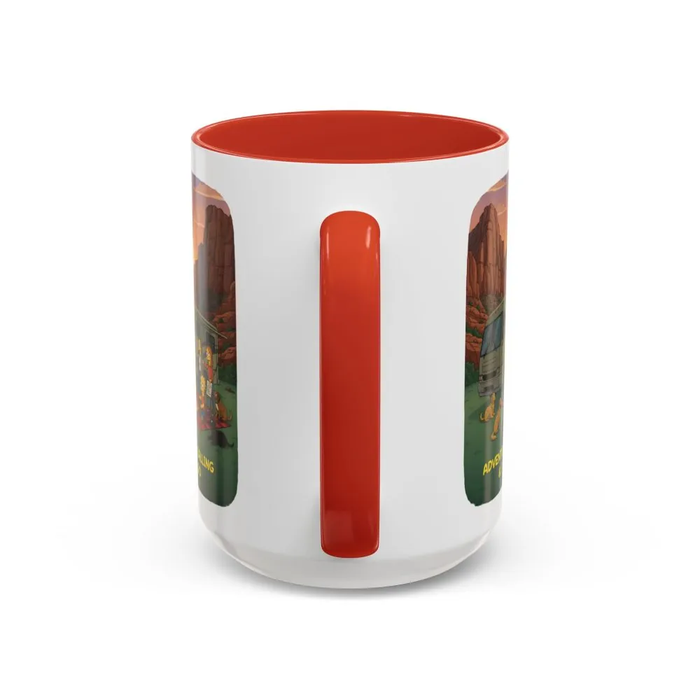 Accent Coffee Mug (11, 15oz) — "Adventure Is Calling-I Must Go" Design Sitcom-Line