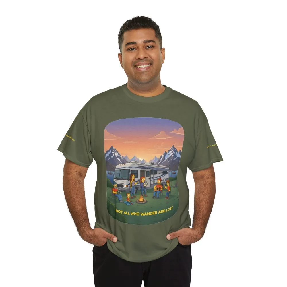 Unisex Heavy Cotton Tee — "Not All Who Wander Are Lost" Design Sitcom-Line