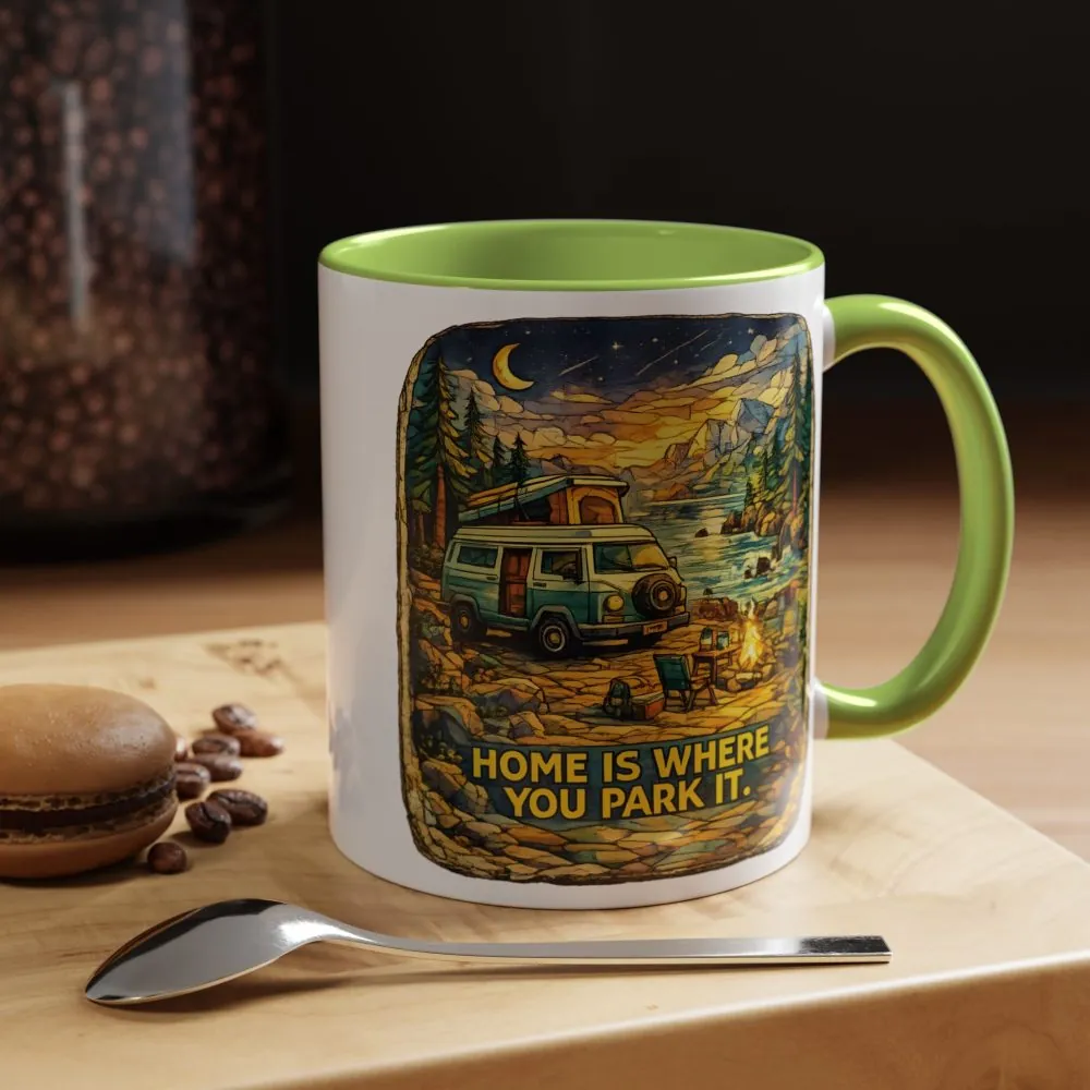 12169225246237376792_2048.jpeg Accent Coffee Mug (11, 15oz) — "Home Is Where You Park It" Design Cubic-Line