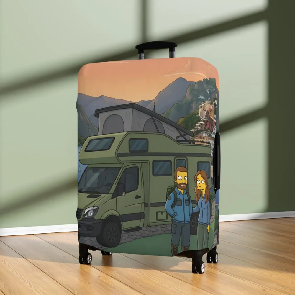 Luggage Cover — Adventure Camper Sketch Travel Suitcase(Design Sitcom-Line)