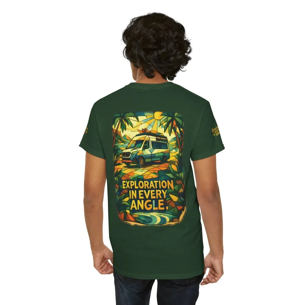 Unisex Heavy Cotton Tee — "Exploration In Every Angle" Design Cubic-Line