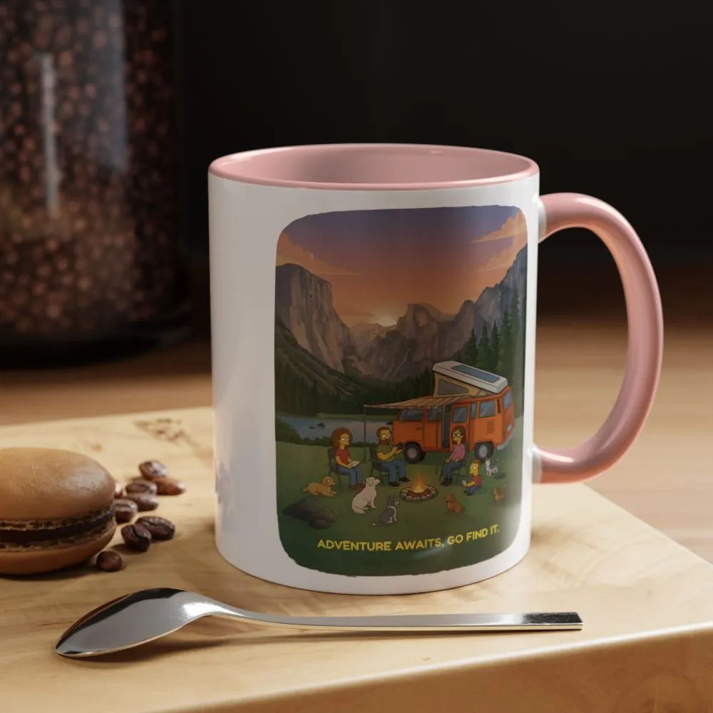 Accent Coffee Mug (11, 15oz) — "Adventure Awaits-Go Find It"" Design Sitcom-Line