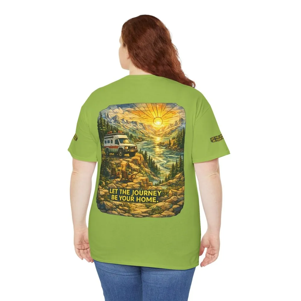 Unisex Heavy Cotton Tee — "Let The Journey Be Your Home" Design Cubic-Line