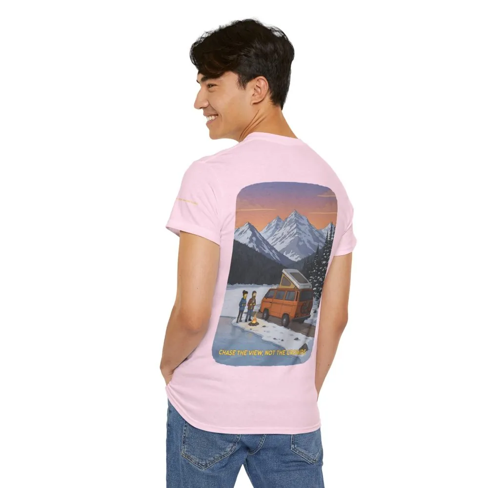 Unisex Heavy Cotton Tee — "Chase The Views-Not The Crowds" Design Sitcom-Line