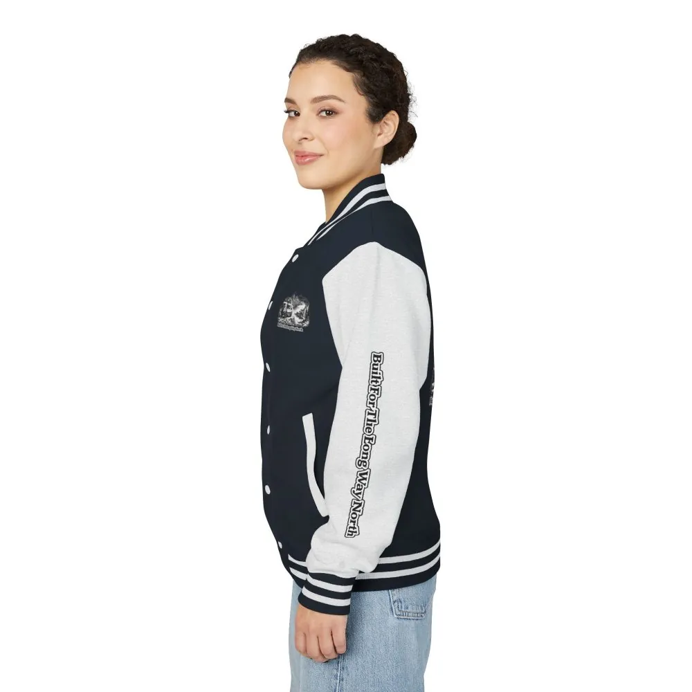 Unisex Heavyweight Letterman Jacket — "Built For The Long Way North" Travel Varsity Coat
