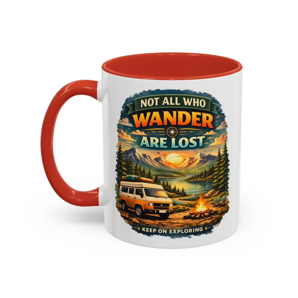Accent Coffee Mug (11, 15oz) — "Not All Who Wander Are Lost" Design Scenic-Line