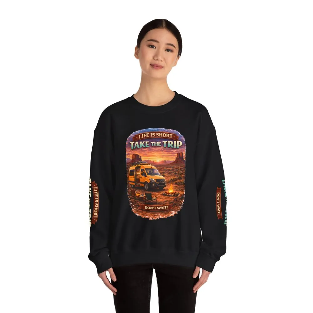 Unisex Heavy Blend™ Crewneck Sweatshirt — "Life Is To Short-Take The Trip" Design Scenic-Line
