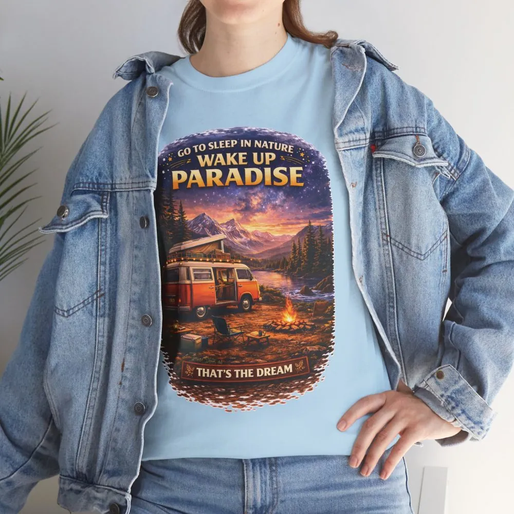 Unisex Heavy Cotton Tee — "Go Sleep In Nature" Design Scenic-Line
