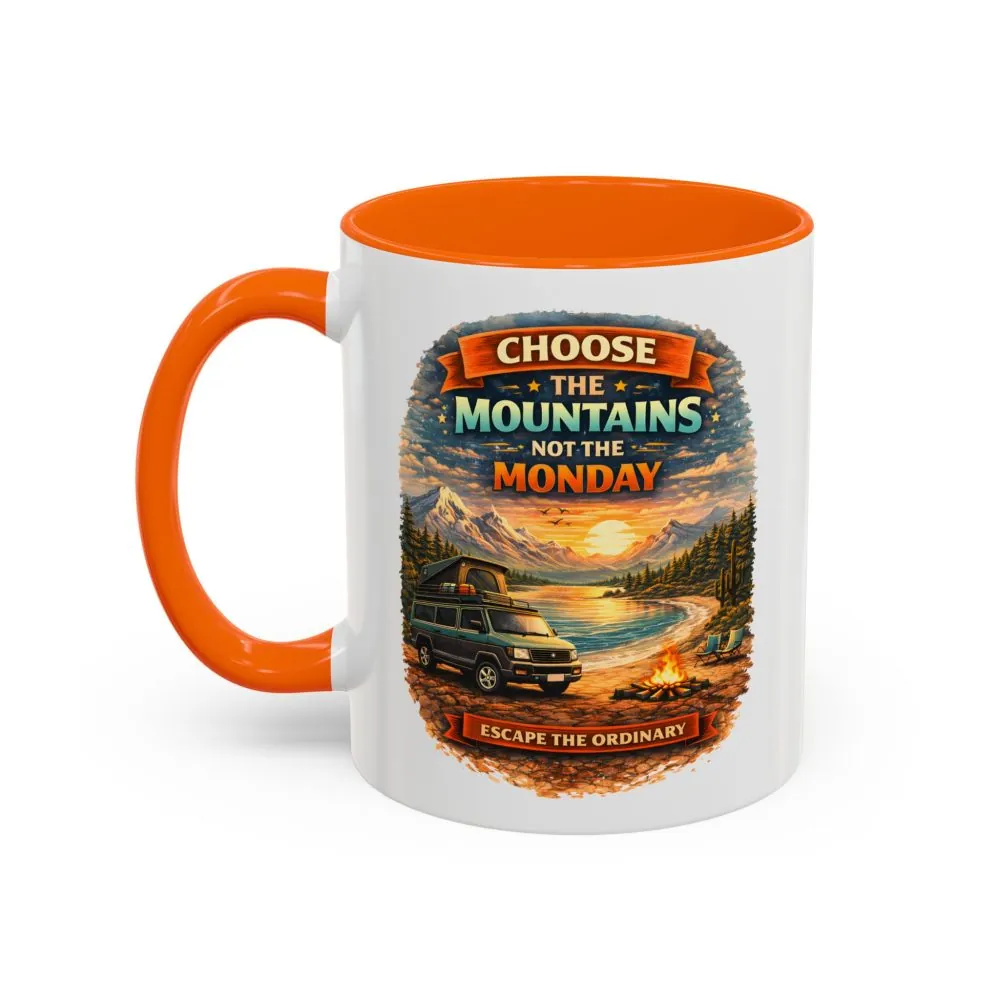 Accent Coffee Mug (11, 15oz) — "Choose The Mountens" Design Scenic-Line