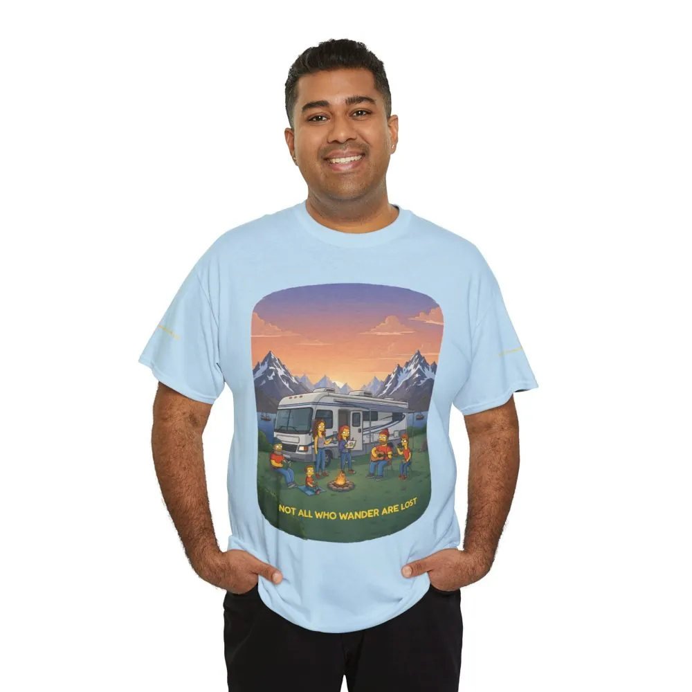 Unisex Heavy Cotton Tee — "Not All Who Wander Are Lost" Design Sitcom-Line