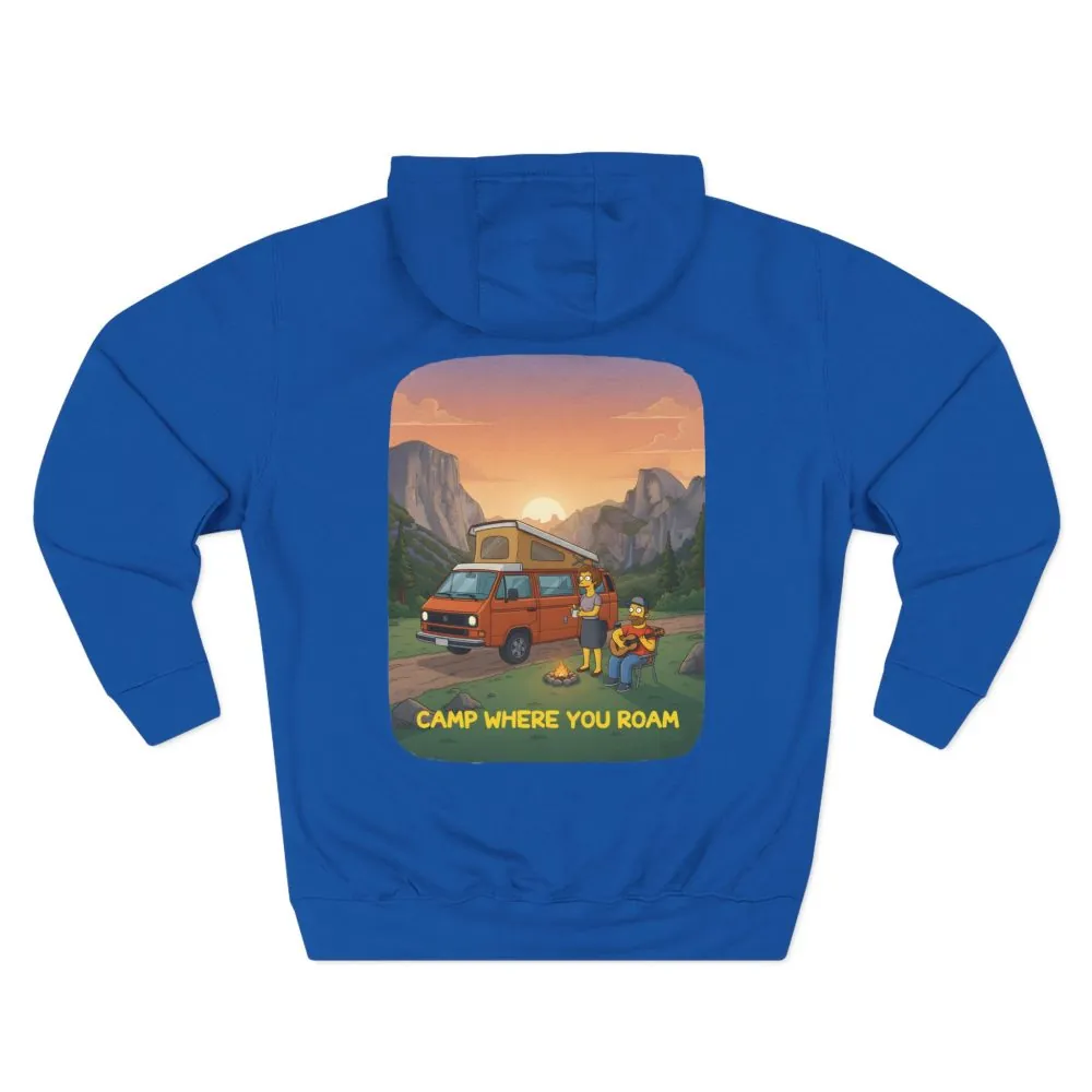 Three-Panel Fleece Hoodie - "Camp Where You Roam" Design Sitcom-Line