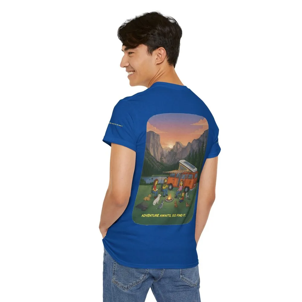 Unisex Heavy Cotton Tee — "Adventure Awaits-Go Find It" Design Sitcom-Line