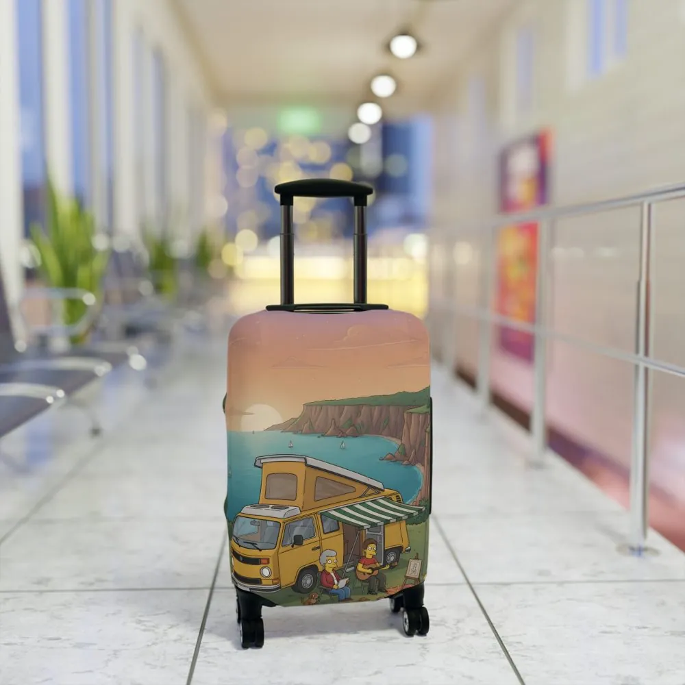 Luggage Cover — Adventure Camper Sketch Travel Suitcase(Design Sitcom-Line)