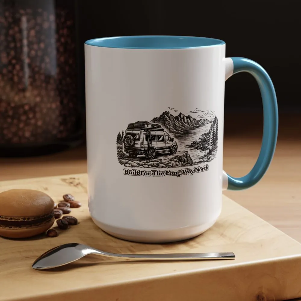 Accent Coffee Mug (11, 15oz) — "Built For The Long Way North" Design Minimal-Line