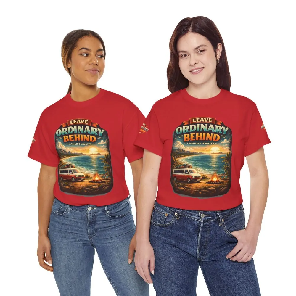 Unisex Heavy Cotton Tee — "Leave Ordinary Behind" Design Scenic-Line