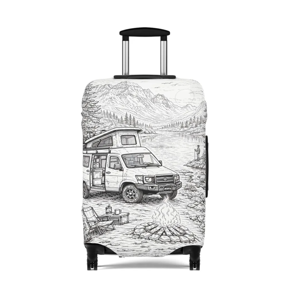 12234135852130061507_2048.jpeg Luggage Cover — Adventure Camper Sketch Travel Suitcase