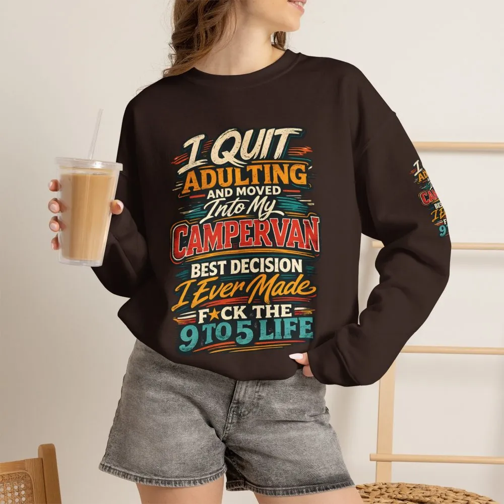Unisex Heavy Blend™ Crewneck Sweatshirt — "I Quit Adulting" Design F**K-Line