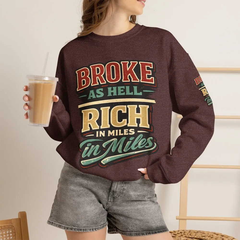 Unisex Heavy Blend™ Crewneck Sweatshirt — "Broke As Hell" Design F**K-Line