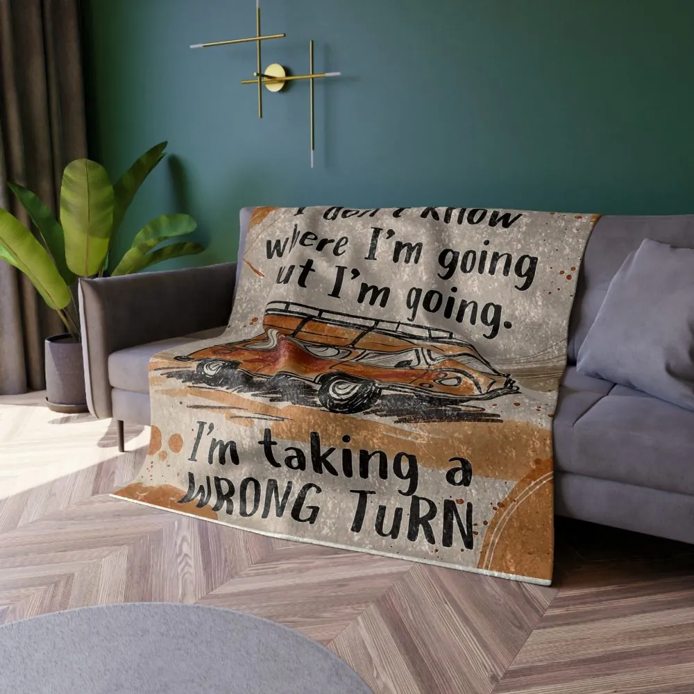 Crushed Velvet Blanket — 'I Don't Know Where I'm Going' Retro Van Throw