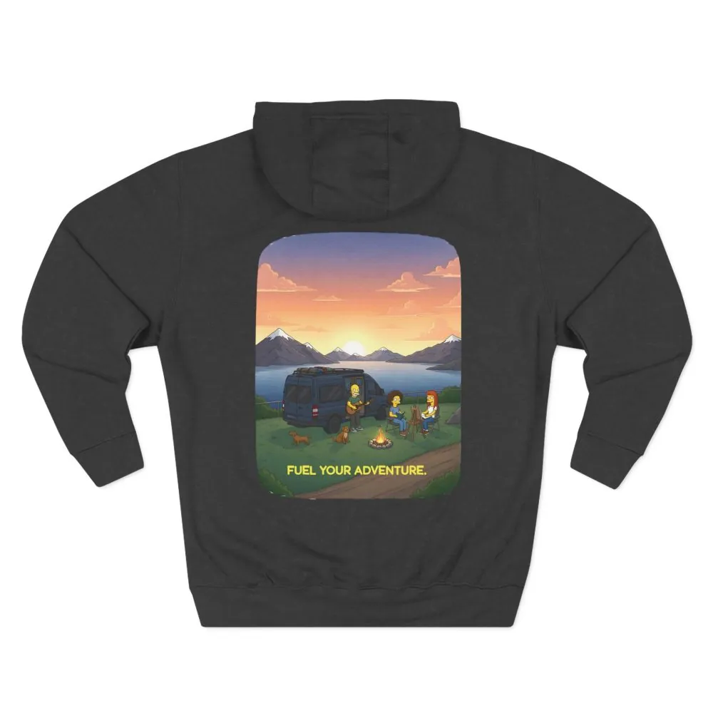 Three-Panel Fleece Hoodie - "Fuel Your Adventure" Design Sitcom-Line