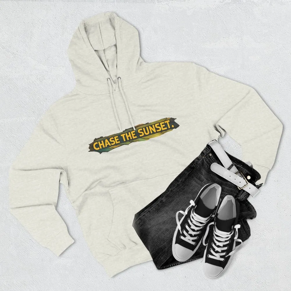 Three-Panel Fleece Hoodie - "Chase The Sunset" Design Cubic-Line