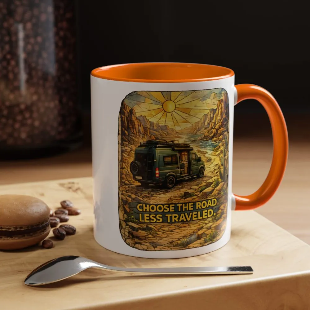 1226007810344995806_2048.jpeg Accent Coffee Mug (11, 15oz) — "Choose The Road Less Traveled" Design Cubic-Line