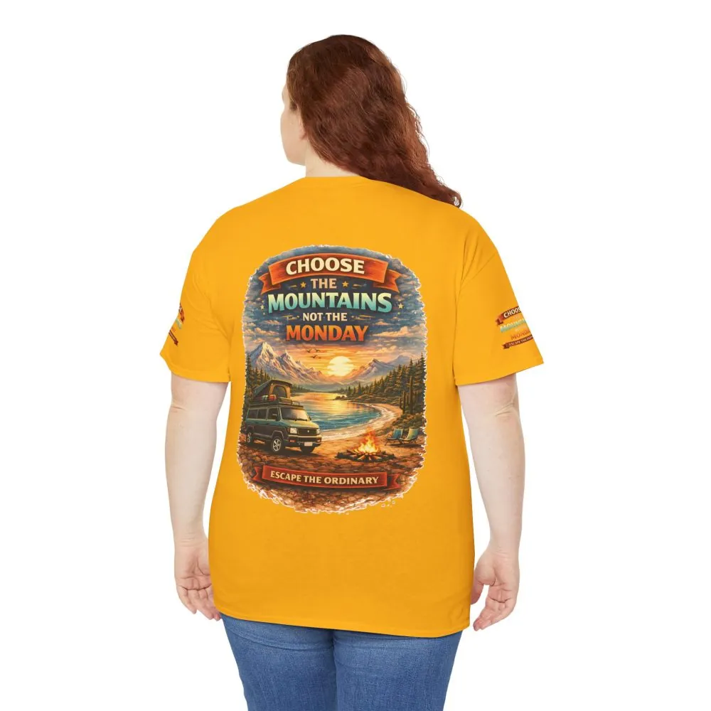 Unisex Heavy Cotton Tee — "Choose The Mountens" Design Scenic-Line