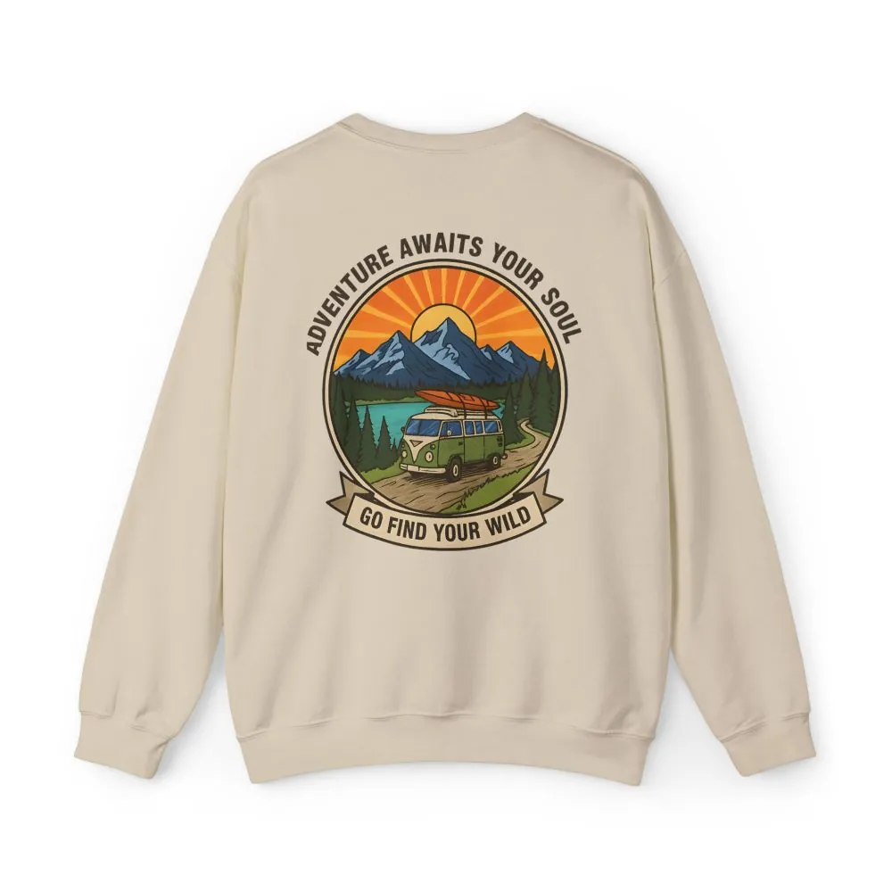 Crewneck Sweatshirt — "Go Find Your Wild" Camper Graphic