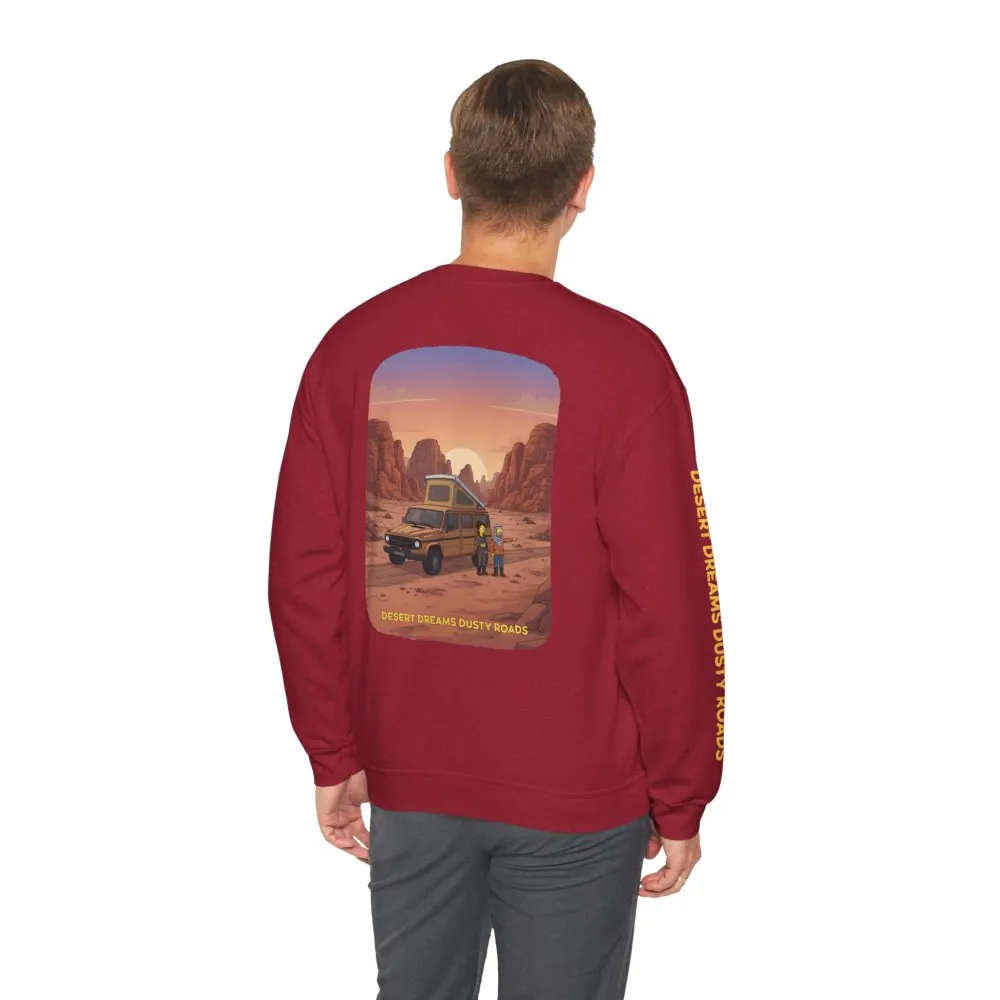 Unisex Heavy Blend™ Crewneck Sweatshirt — "Desert Dreams Dusty Roads" Design Sitcom-Line