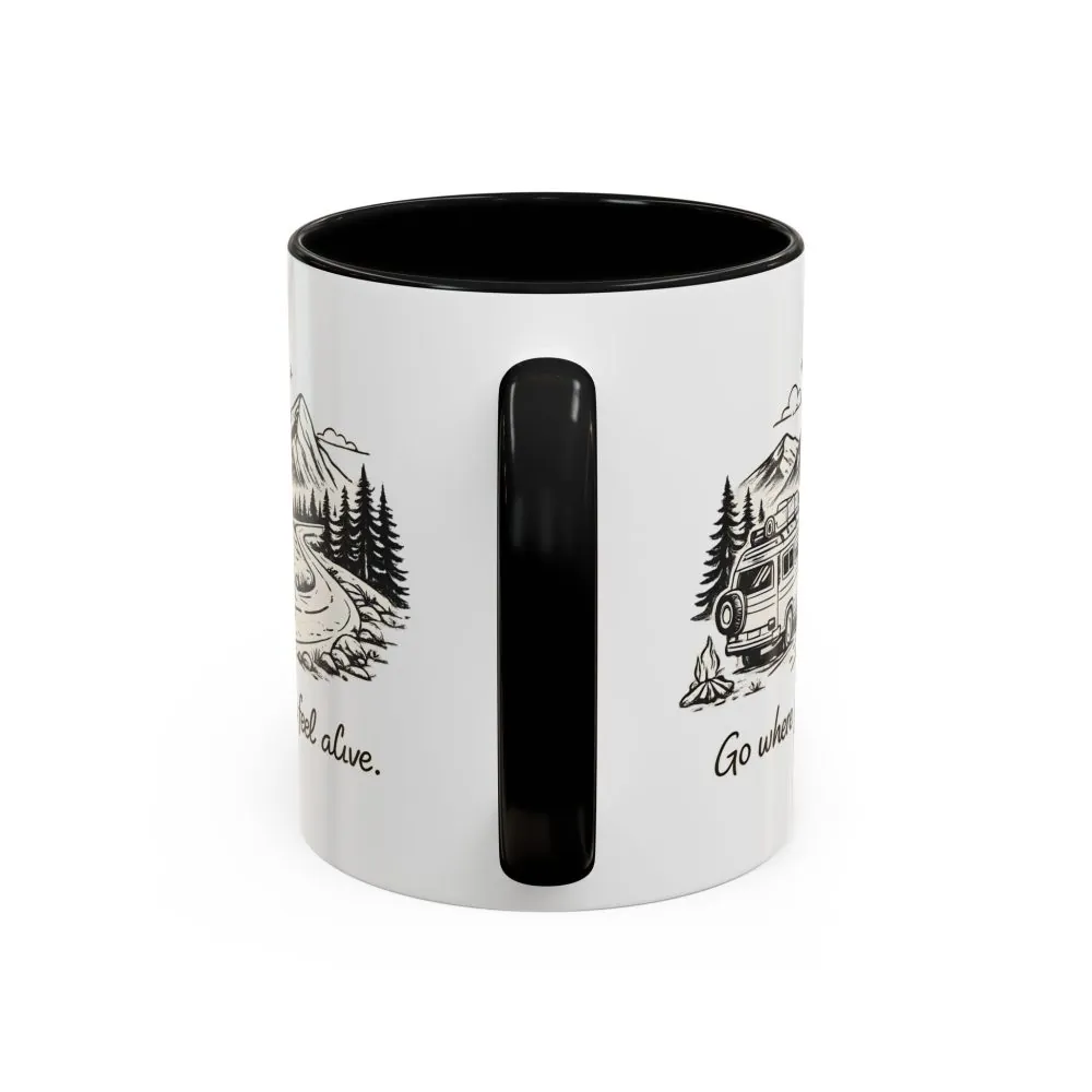 Accent Coffee Mug (11, 15oz) — "Go Where You Feel Alive" Design Minimal-Line