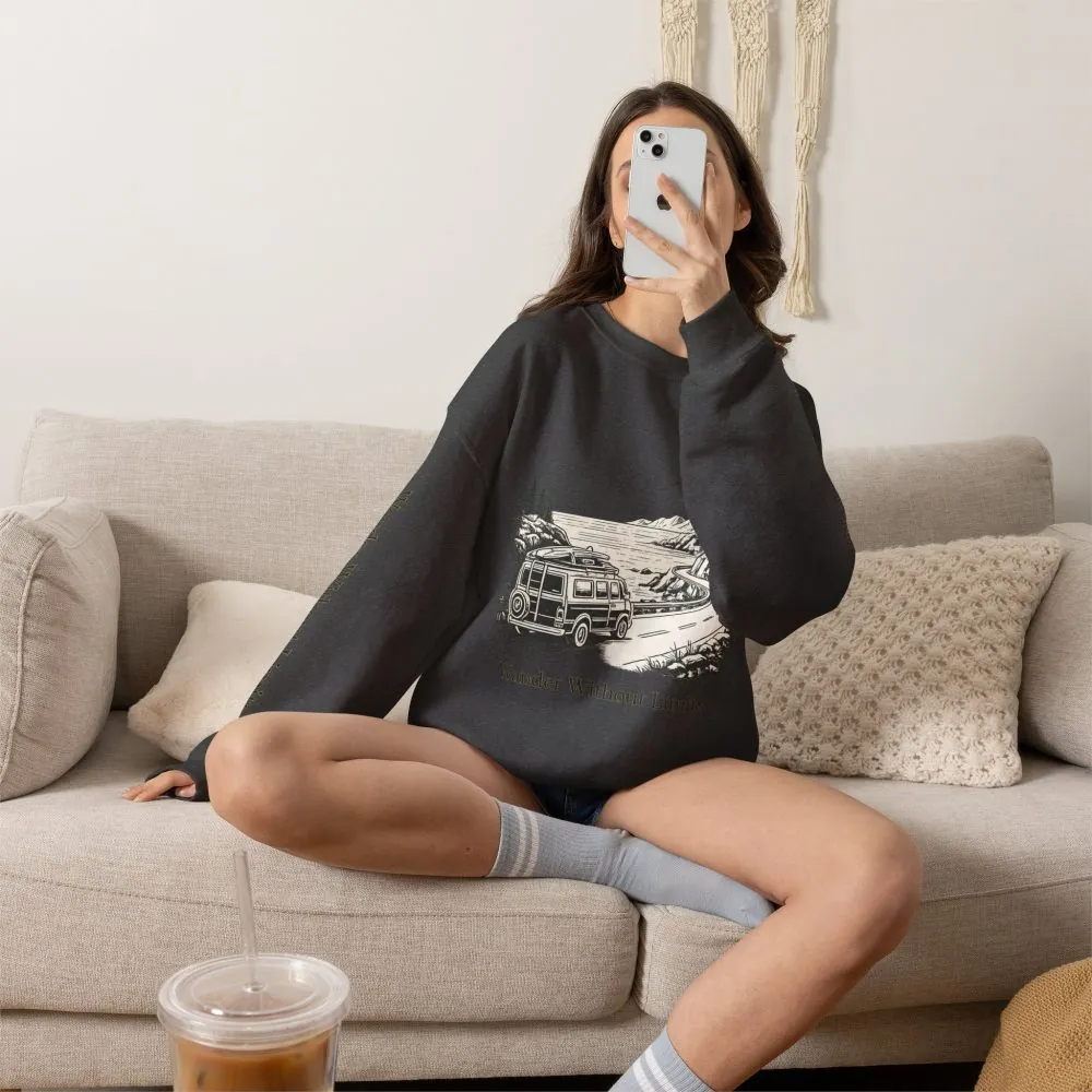 Unisex Heavy Blend™ Crewneck Sweatshirt — "Wander Without Limits" Design Minimal-Line