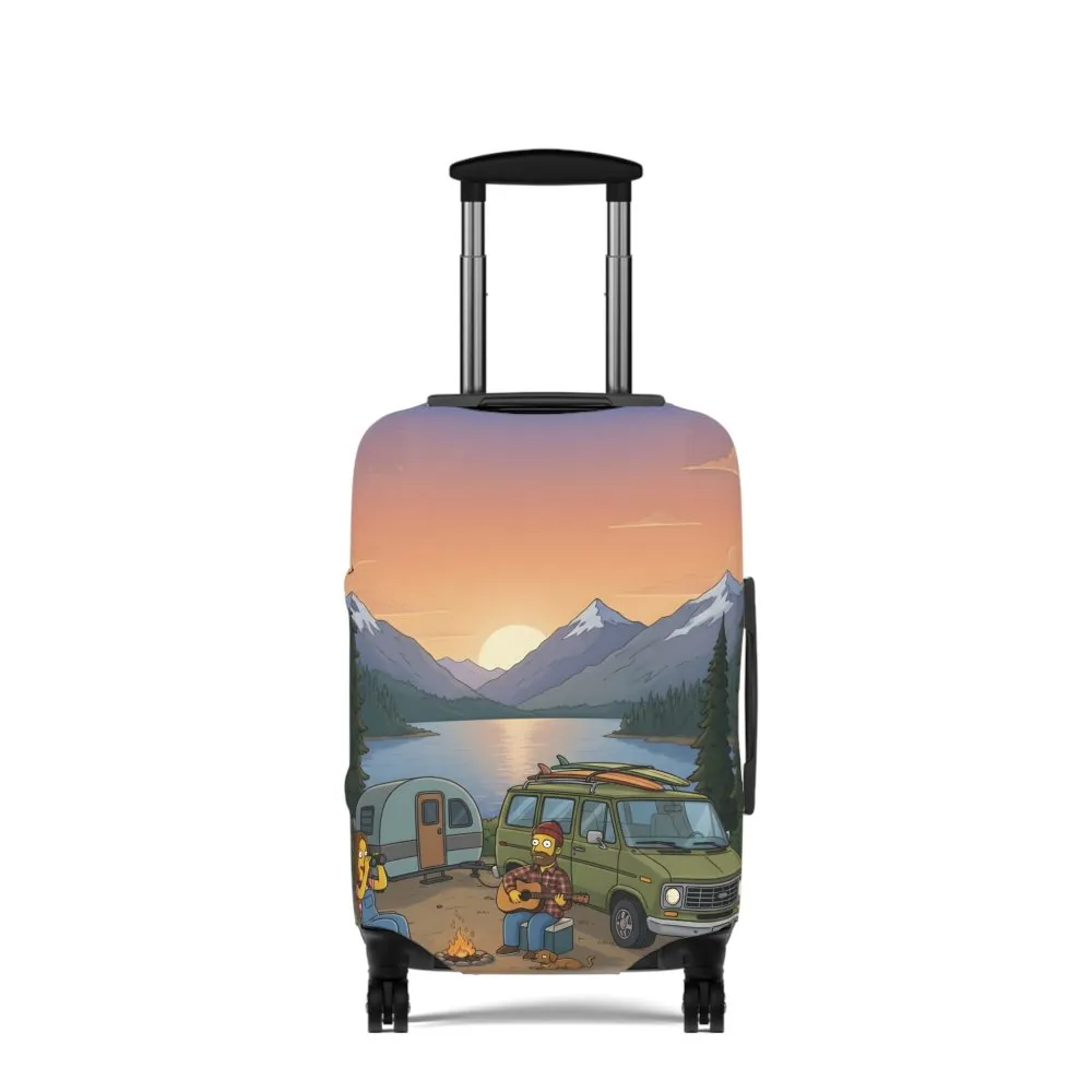 Luggage Cover — Adventure Camper Sketch Travel Suitcase(Design Sitcom-Line)