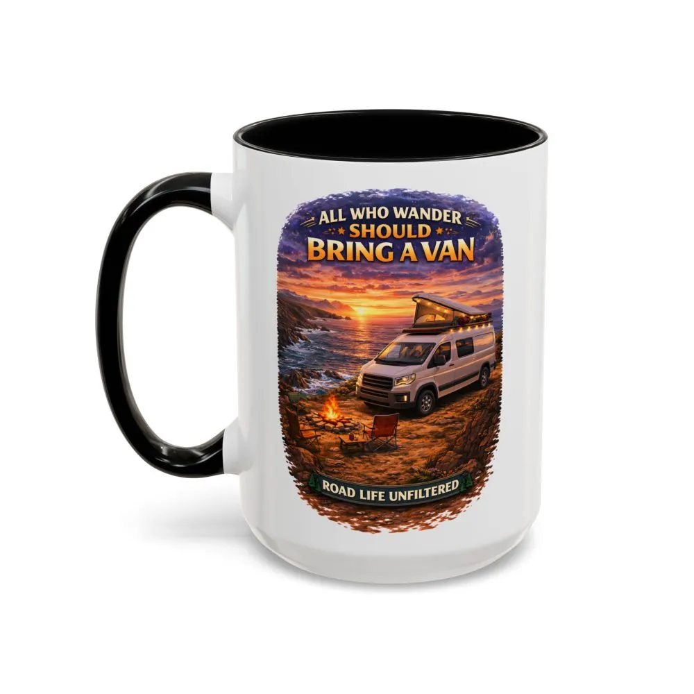 12281729285807705516_2048.jpeg Accent Coffee Mug (11, 15oz) — "All Who wander Should Bring A Van" Design Scenic-Line