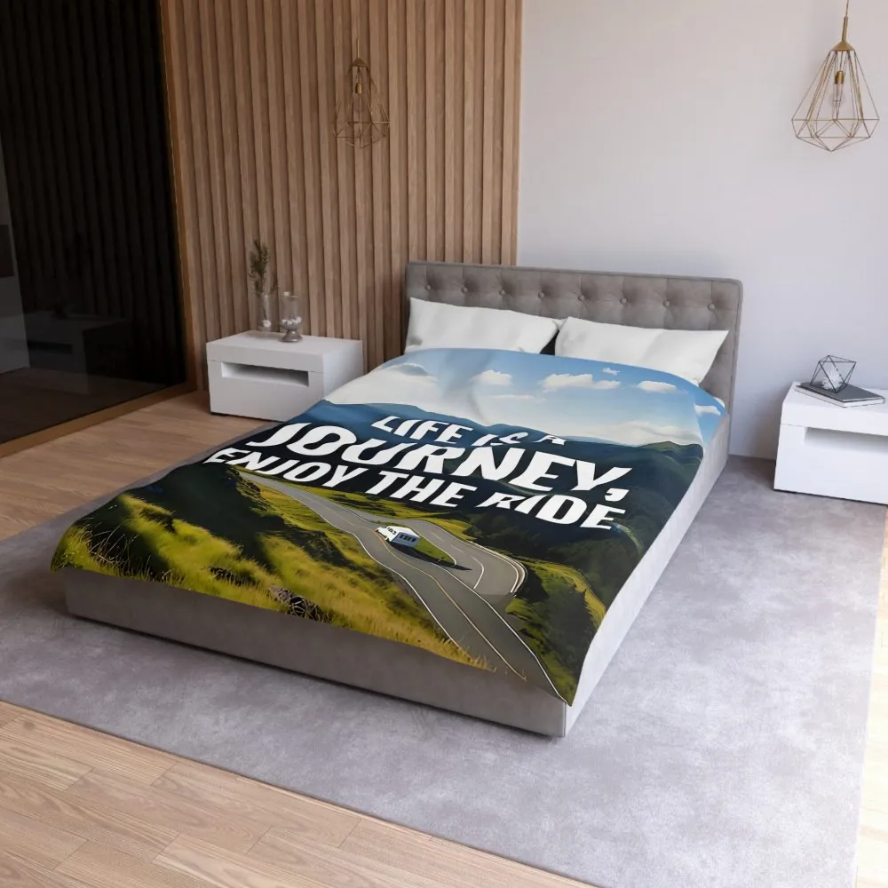 12286723713690371837_2048.jpeg Duvet Cover — "Life Is A Journey, Enjoy The Ride" Mountain Road Microfiber