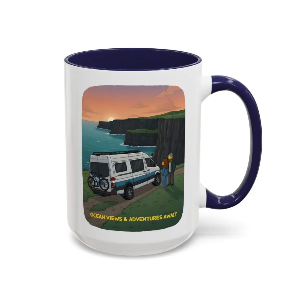 Accent Coffee Mug (11, 15oz) — "Ocean Views-Adventures Awaits" Design Sitcom-Line