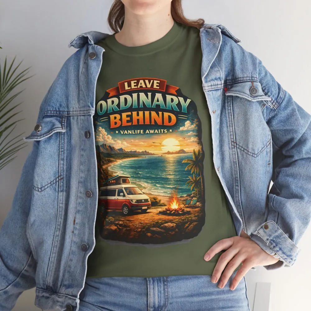 Unisex Heavy Cotton Tee — "Leave Ordinary Behind" Design Scenic-Line