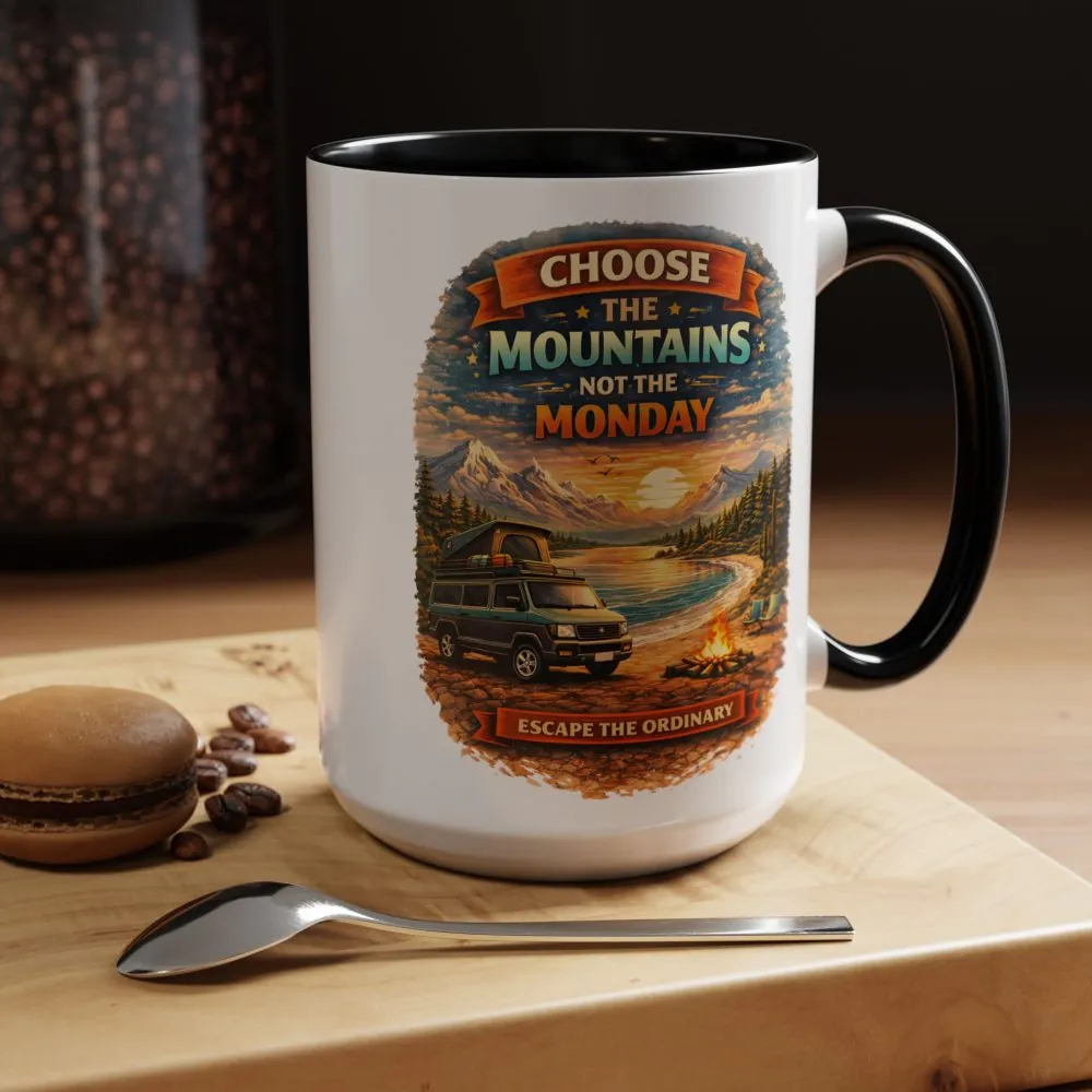 Accent Coffee Mug (11, 15oz) — "Choose The Mountens" Design Scenic-Line
