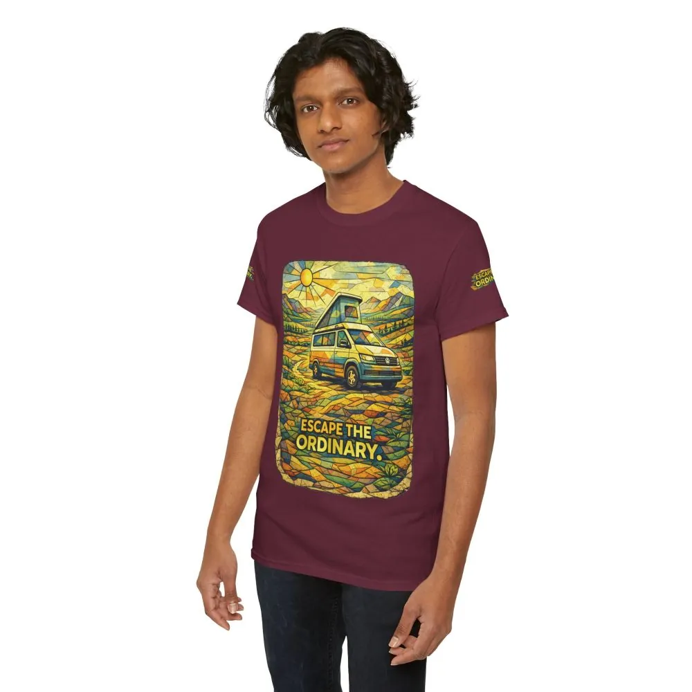 Unisex Heavy Cotton Tee — "Escape The Ordinary" Design Cubic-Line