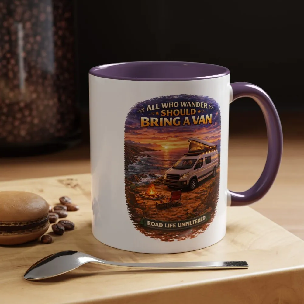 1230164227490438507_2048.jpeg Accent Coffee Mug (11, 15oz) — "All Who wander Should Bring A Van" Design Scenic-Line