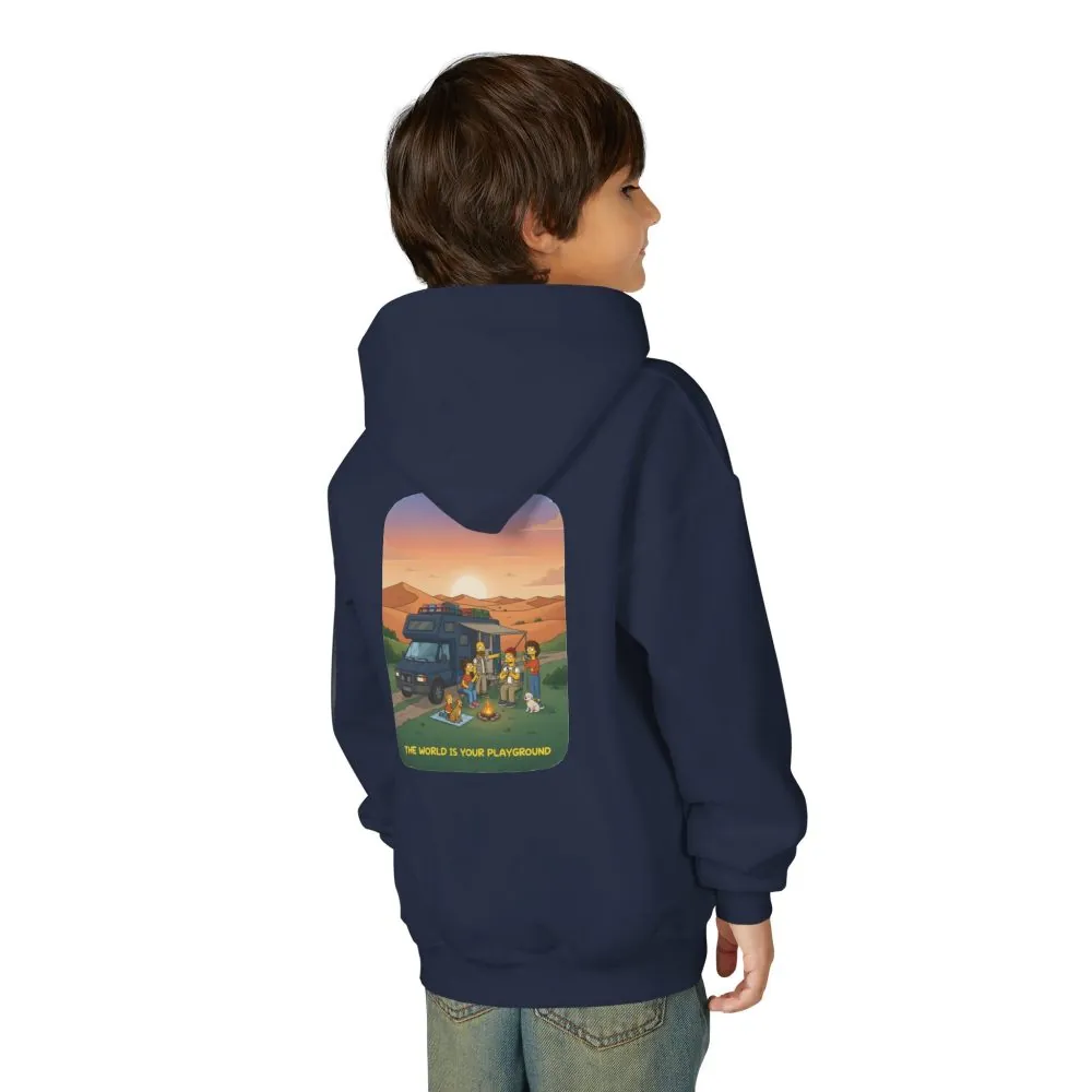12306805415925842407_2048.jpeg Youth Hoodie(Gildan) – "The World Is Your playground" (Design Sitcom-Line)