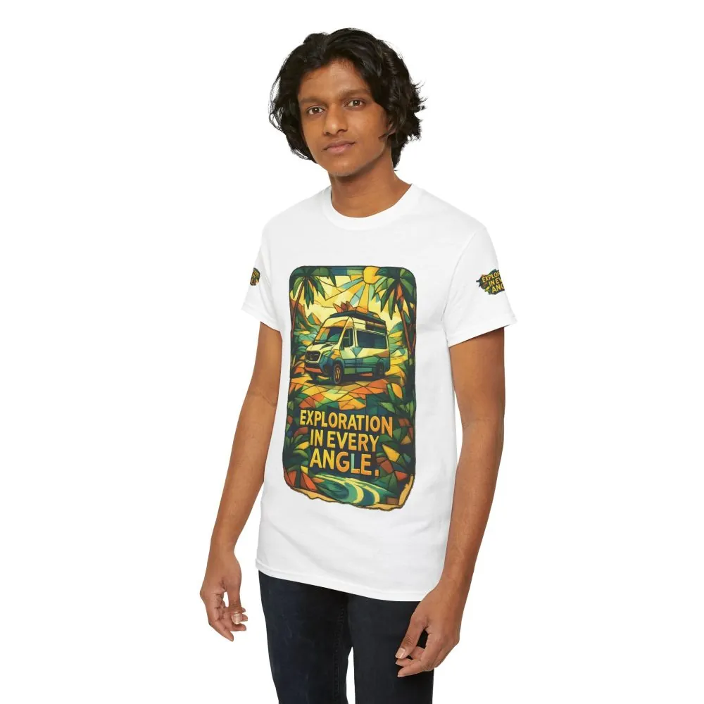 Unisex Heavy Cotton Tee — "Exploration In Every Angle" Design Cubic-Line