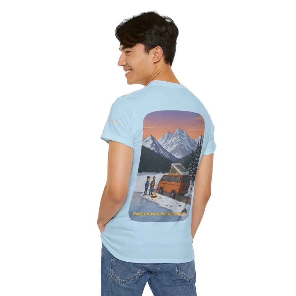 Unisex Heavy Cotton Tee — "Chase The Views-Not The Crowds" Design Sitcom-Line
