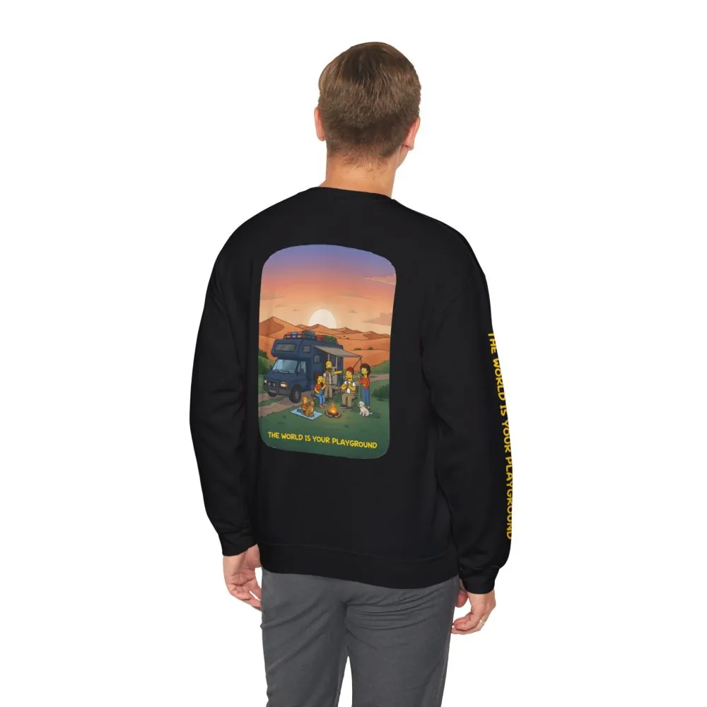 Unisex Heavy Blend™ Crewneck Sweatshirt — "The World Is Your playground" Design Sitcom-Line