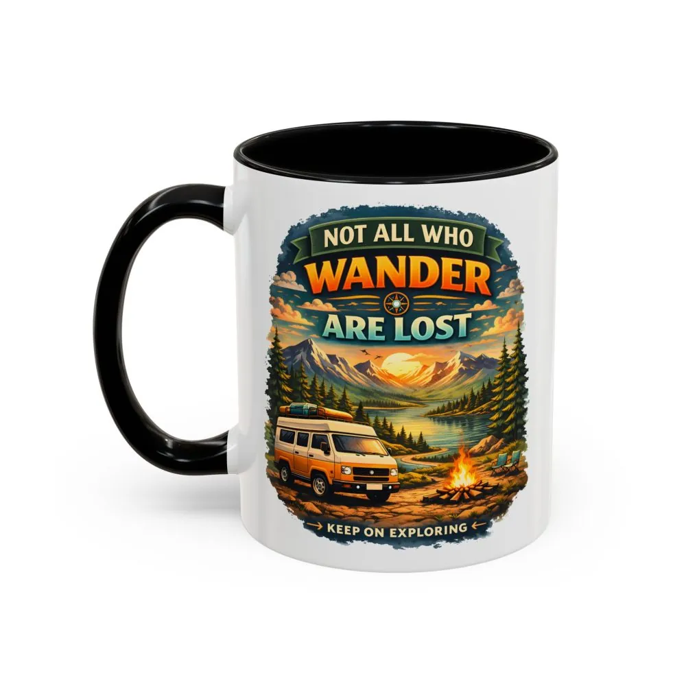 Accent Coffee Mug (11, 15oz) — "Not All Who Wander Are Lost" Design Scenic-Line