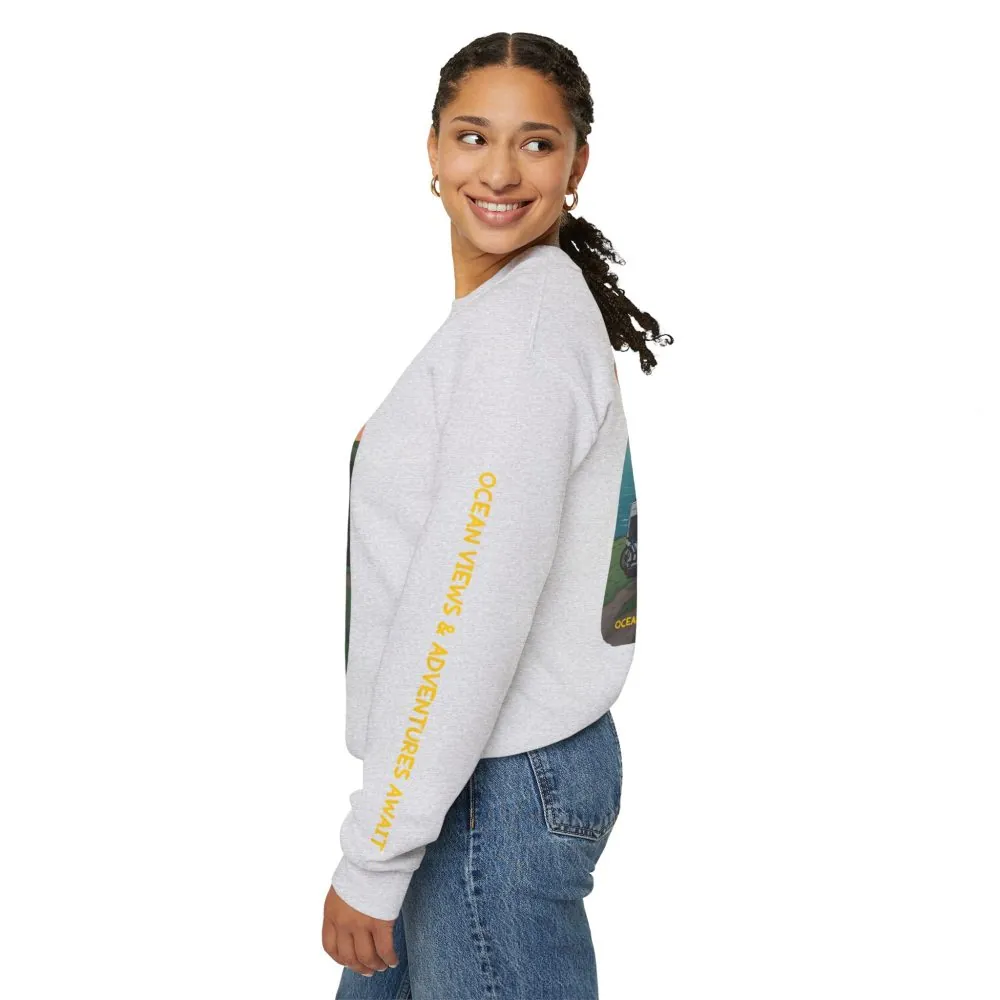 12313943684049892721_2048.jpeg Unisex Heavy Blend™ Crewneck Sweatshirt — "Ocean Views-Adventures Awaits" Design Sitcom-Line