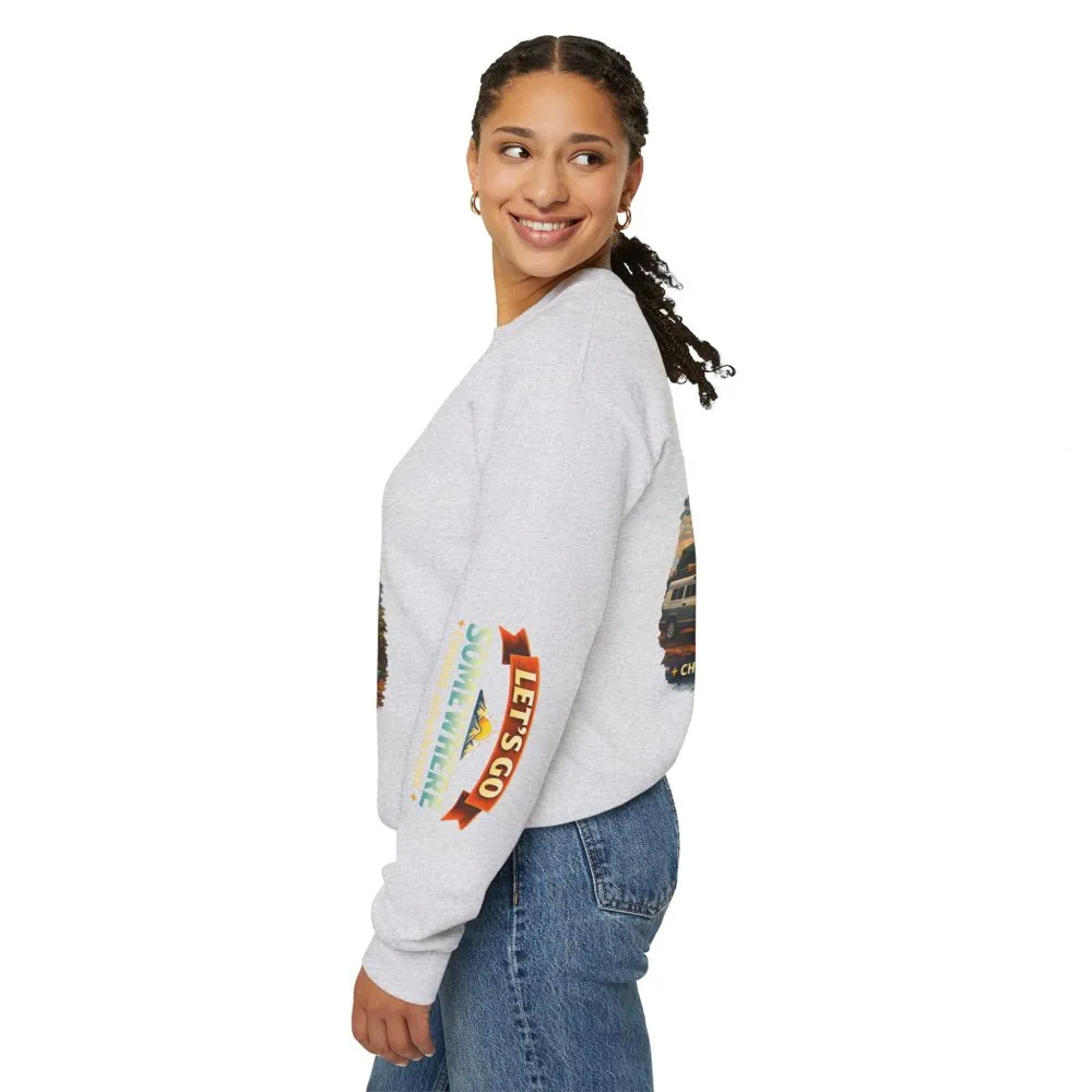 Unisex Heavy Blend™ Crewneck Sweatshirt — "Lets Go Somewhere" Design Scenic-Line